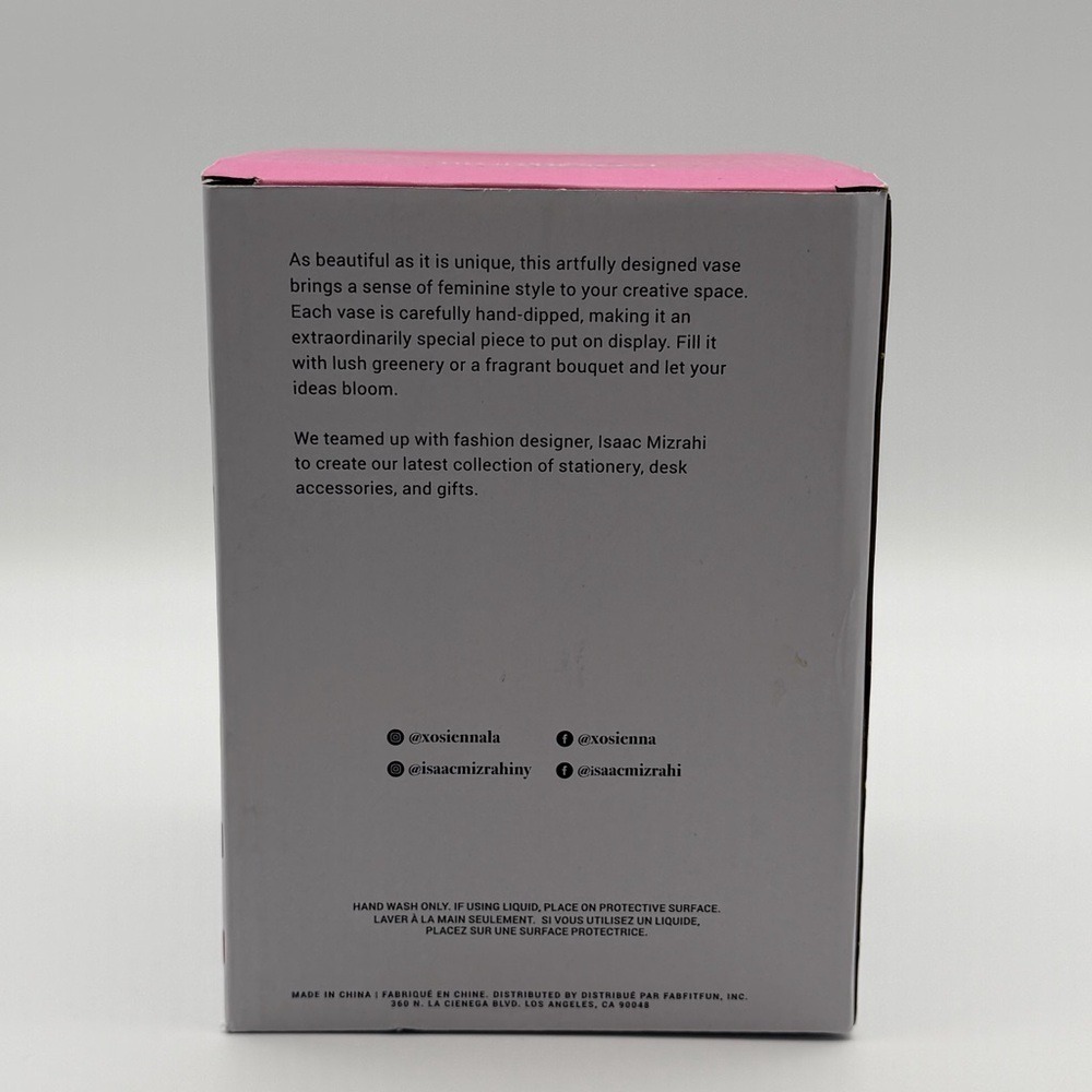 Isaac Mizrahi Loves Xo Sienna Vase Ceramic Pottery Cream Hand Dipped Pink Glaze - Picture 11 of 16